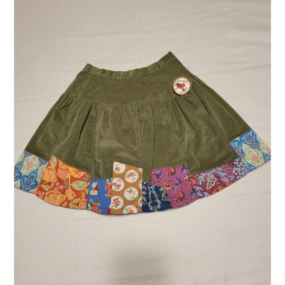 Matilda Jane Girls' Size 10 Olive Green Patchwork Floral Skirt Boho